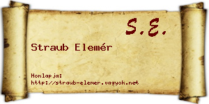 Straub Elemér névjegykártya